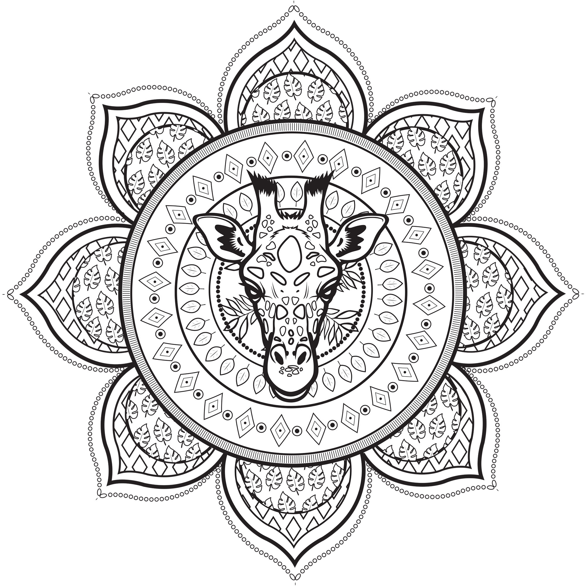 coloring-mandala-giraffe
